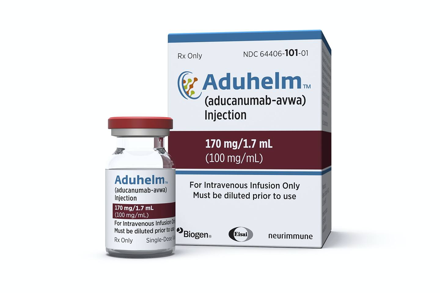 图为阿兹海默症药物Aduhelm的产品影像。 美国FDA在6月7日批准了Aduhelm的使用。 （AP）