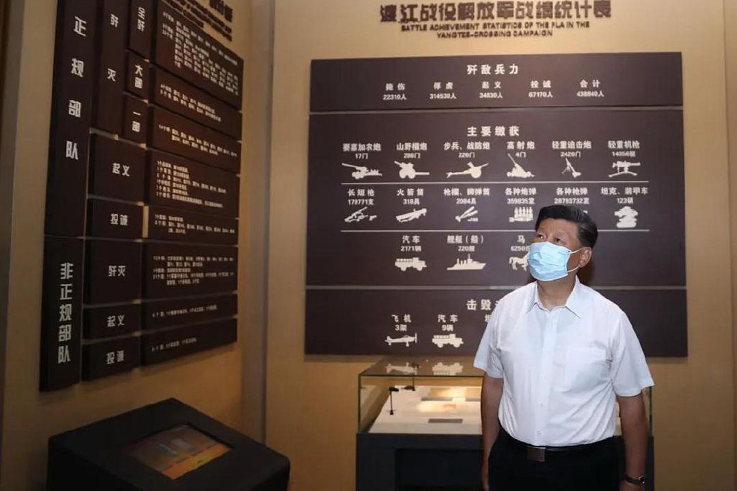 2020年8月19日，习近平在视察合肥期间，参观了“渡江战役纪念馆”。（微博@新华视点）