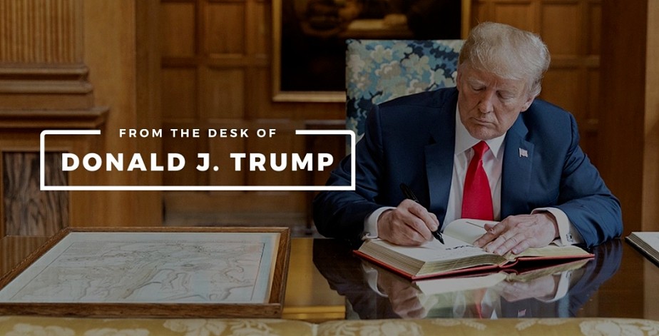 川普在5月5日推出自己的社群平台「来自川普的书桌」（From the Desk of Donald J. Trump） 图：DonaldTrump.com