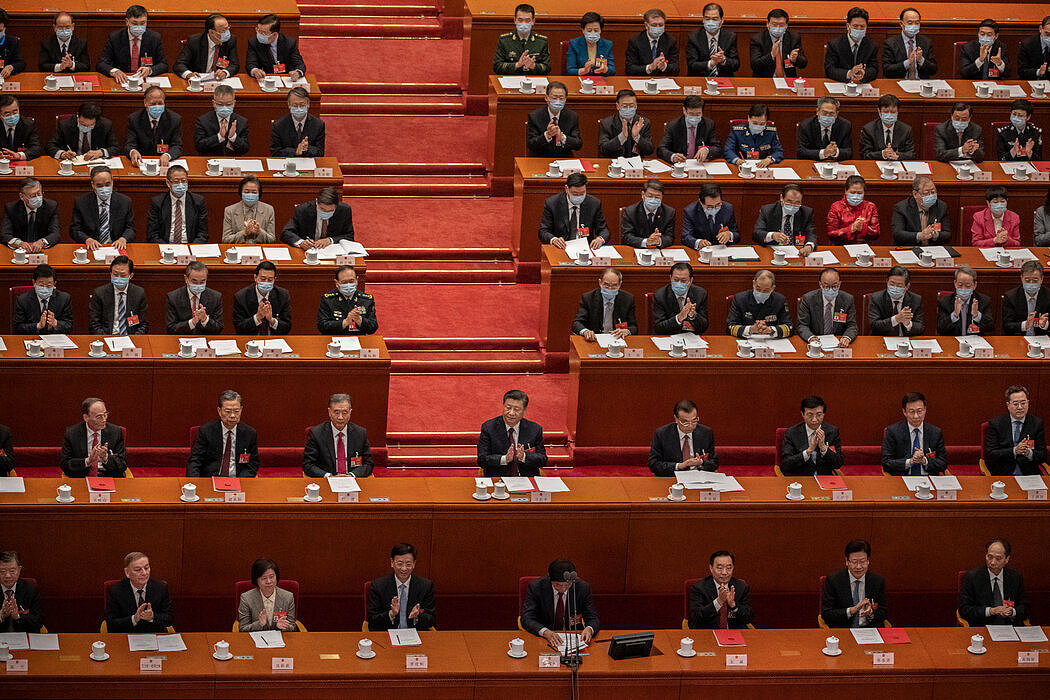中国国家主席习近平在北京今年3月召开的全国人大闭幕式上。