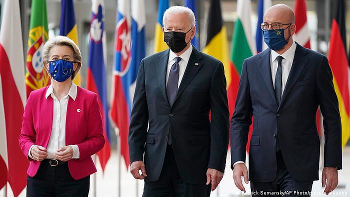 Belgien Brüssel | USA EU Treffen | Ursula von der Leyen, Joe Biden und Charles Michel