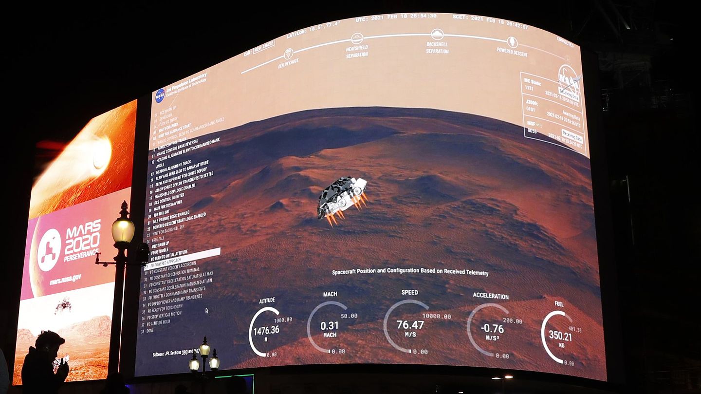 2021年2月18日，美国“毅力”号火星车在火星成功着陆。（AP）