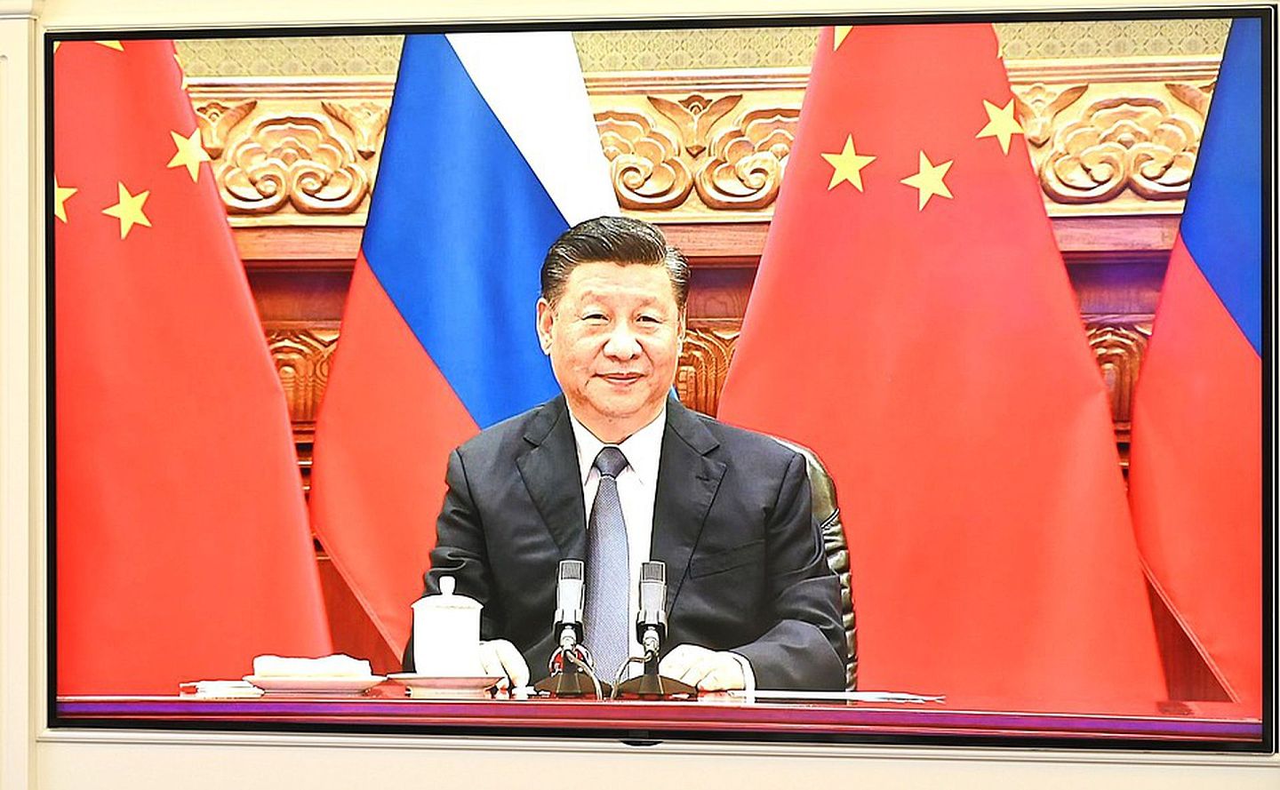 习近平说，中俄树立了新型国际关系的典范。（克里姆林宫网站）