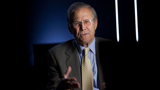 Former Secretary of Defense Donald Rumsfeld being interviewed for Discovery Channel's documentary, 