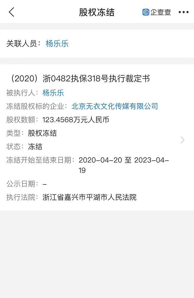 汪涵老婆杨乐乐被列为被执行人，被执行金额为145266（组图） - 5