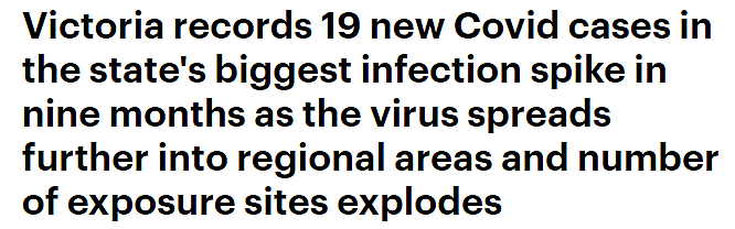 维州新增19例，疫情场所飙升至155个！专家：除非运气极好，否则难以如期解封（组图） - 1