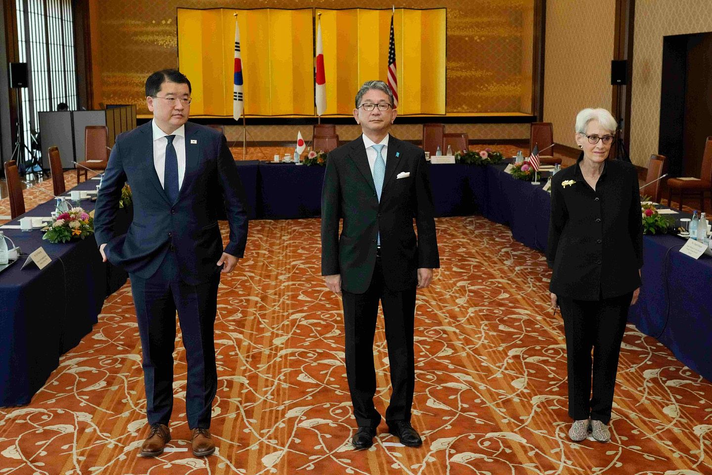 美日韩三方会议7月21日在东京举行。（AP）