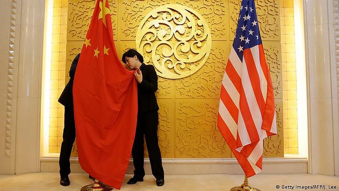 China Peking Fahnen China und USA