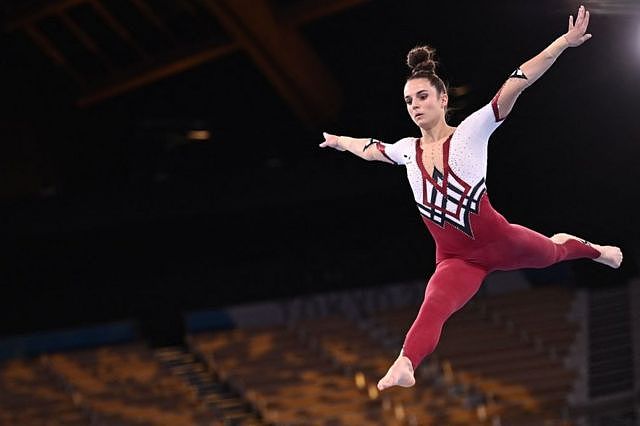 Germany's Pauline Schaefer-Betz competes in a full-body suit in the Tokyo 2020 Olympic Games