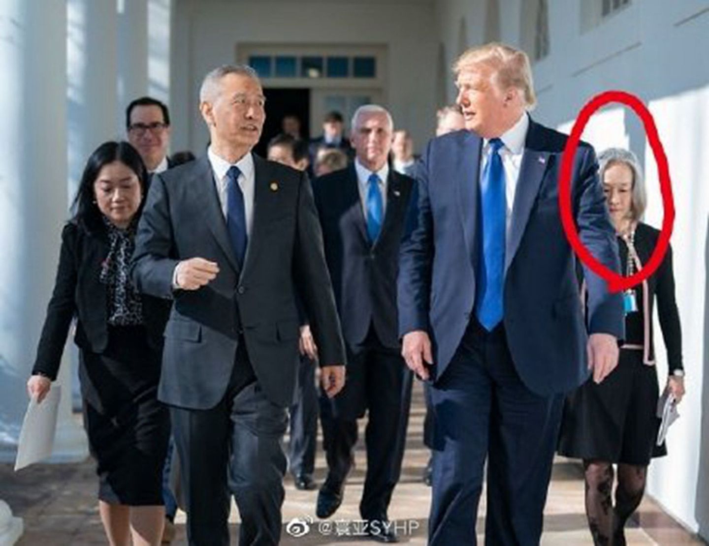 钟岚曾经担任过美国前总统特朗普（Donald Trump）的中文翻译。（微博＠寰亚SYHP）