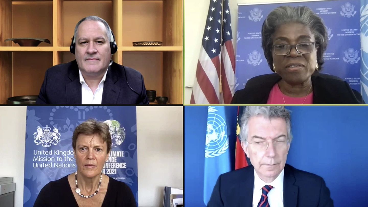美国、英国和德国常驻联合国代表2021年5月12日在联合国新疆人权网络会议上发言（Zoom视频会议截图）