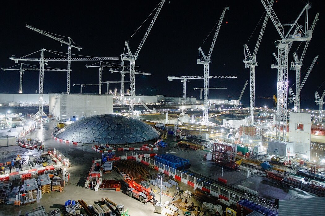 2020年，英国布里奇沃特附近的欣克利角C核电站建筑工地。中国国有核电公司中国广核拥有该项目三分之一的股权。