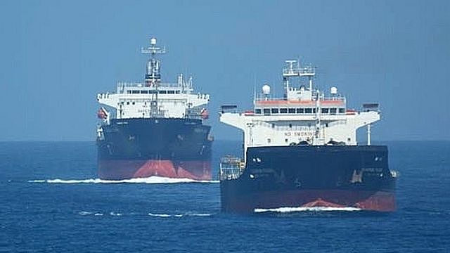 Merchant tankers off the Omani coast. (not the MT Mercer Street)