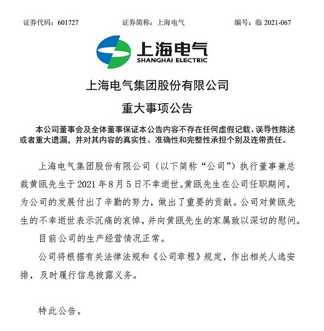 上海电气总裁跳楼自杀，妻子：想知道他到底犯了啥错（组图） - 1