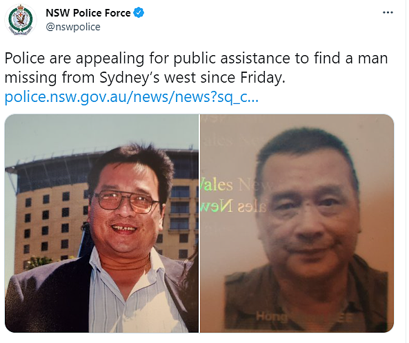 紧急寻人！悉尼华人男子失联超48小时，警方及家属忧其安危（图） - 1