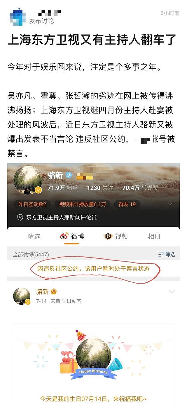 继张哲瀚后，前央视主持人公开发表不当言论，现被禁言处理（组图） - 2