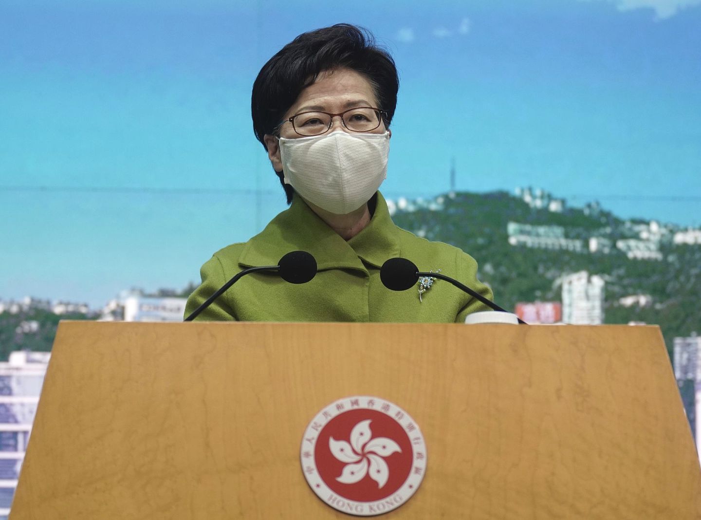 消息指，林郑月娥向北京提议推迟决议将《反制裁法》入附件三。（AP）