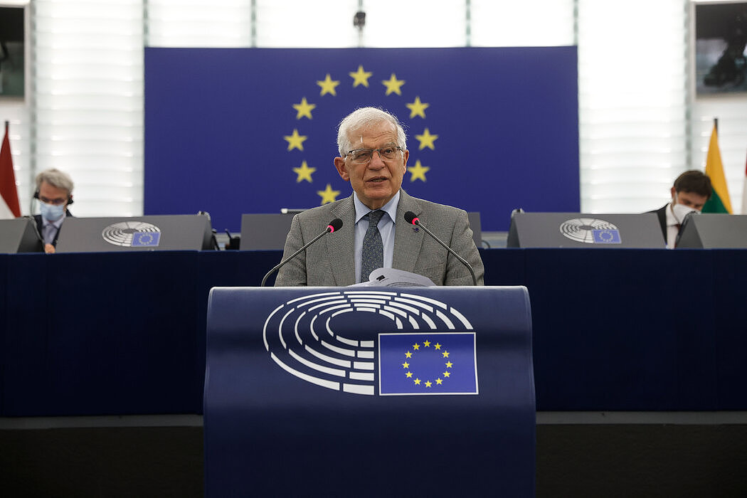 6月，法国斯特拉斯堡，欧盟外交事务负责人何塞普·博雷利·丰特列斯发表讲话。