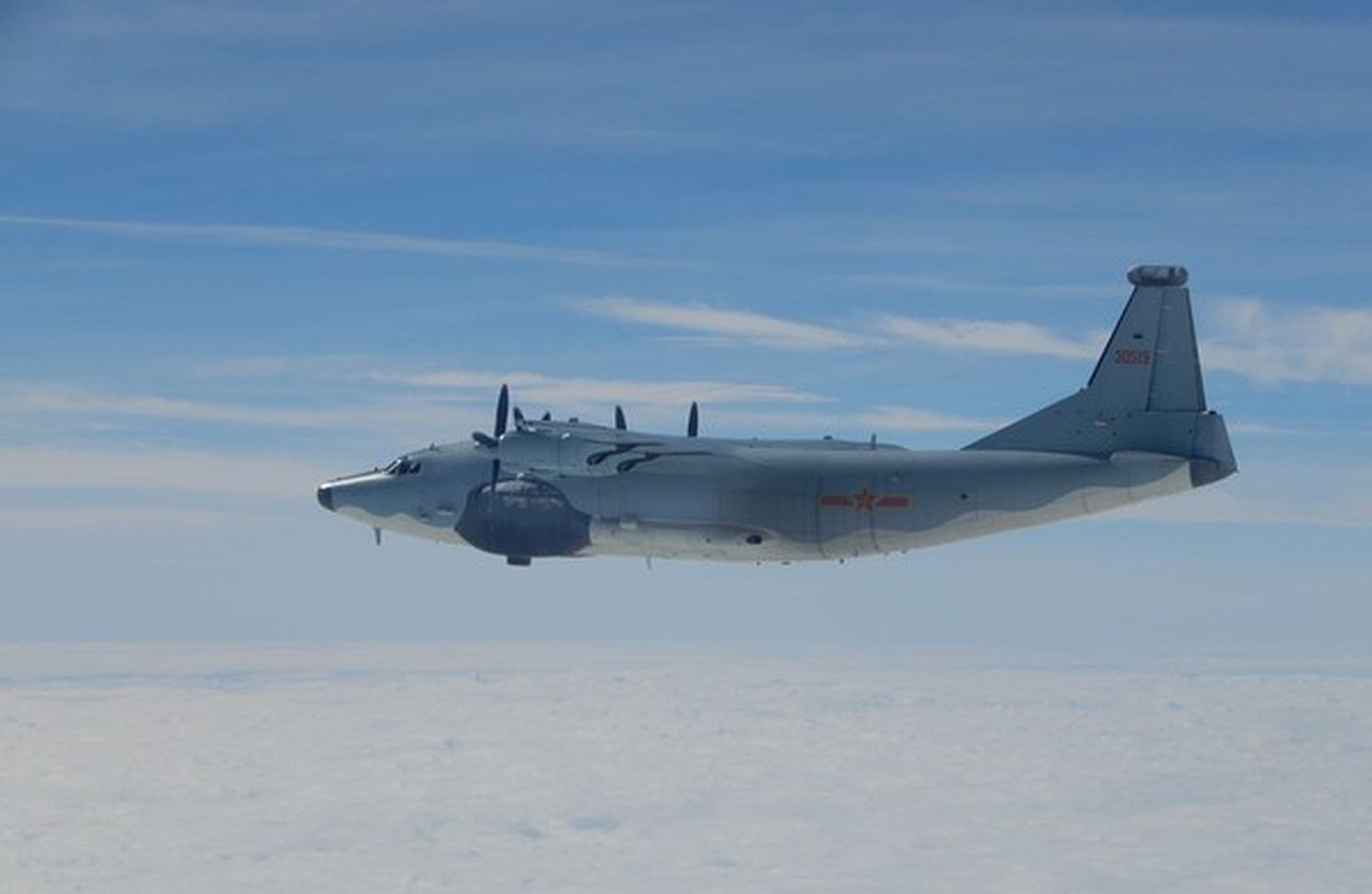 运-8G远干机，1月至8月共接近台湾西南空域37次。（台湾国防部提供）