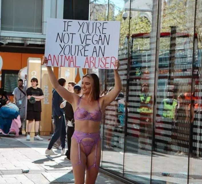 珀斯激进分子仅穿内衣举行第三次“反对虐待动物”抗议活动（图/视频） - 2