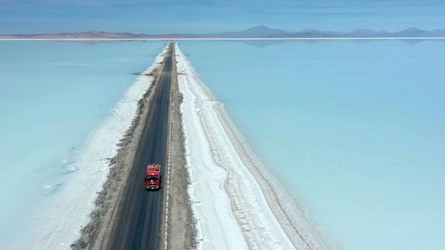 The Salar de Uyuni salt flat in Bolivia