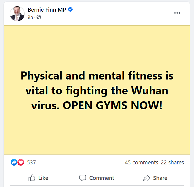 “健身对抗武汉病毒！”维州议员脸书又爆不当言论，两周连提6次！去年曾被两党批评（组图） - 5