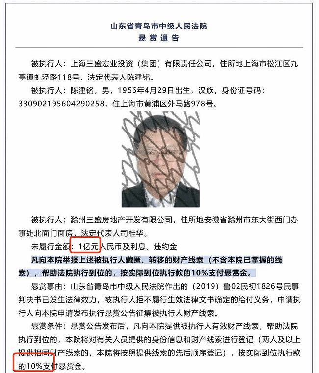 又一百强房企倒下：董事长被法院重金千万悬赏（组图） - 1