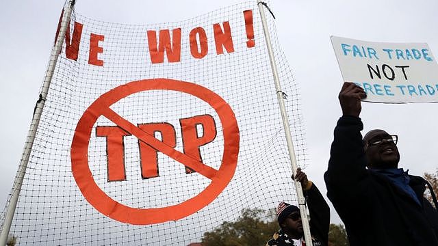 美国反对跨太平洋贸易伙伴关系(TPP)的民众抗议