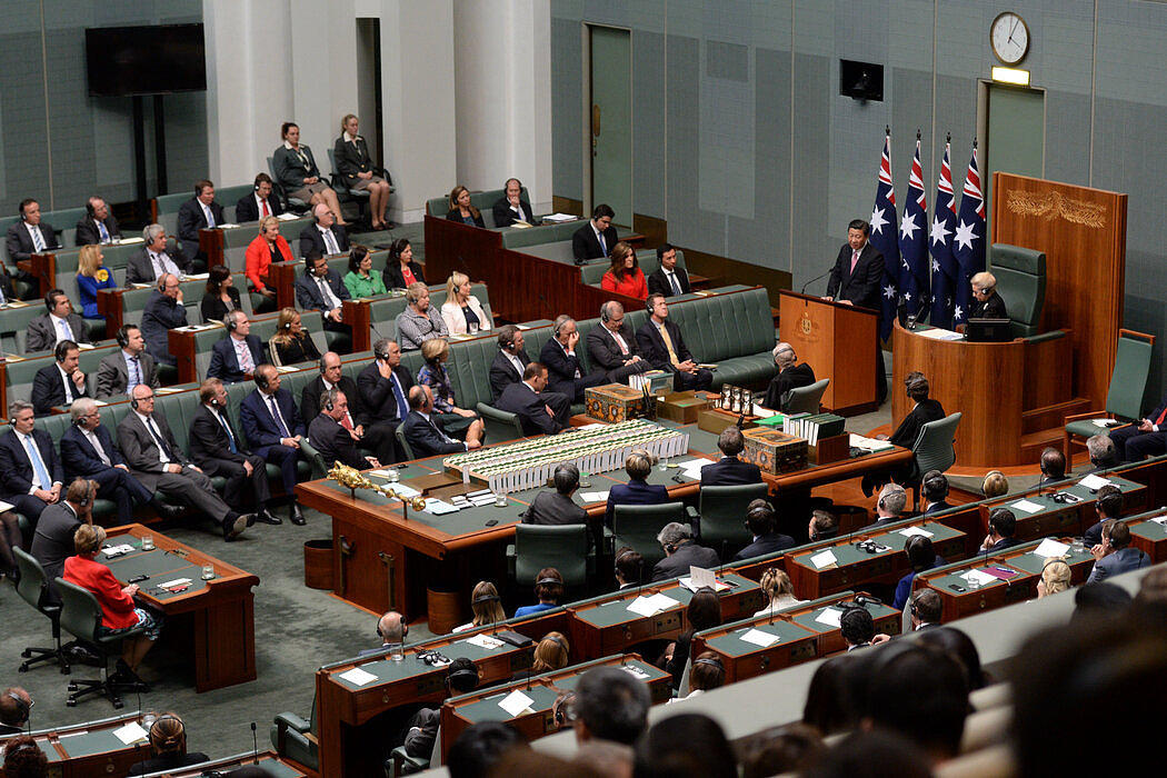 2014年，中国国家主席习近平在澳大利亚议会两院发表讲话，这通常是美国总统享有的荣誉。