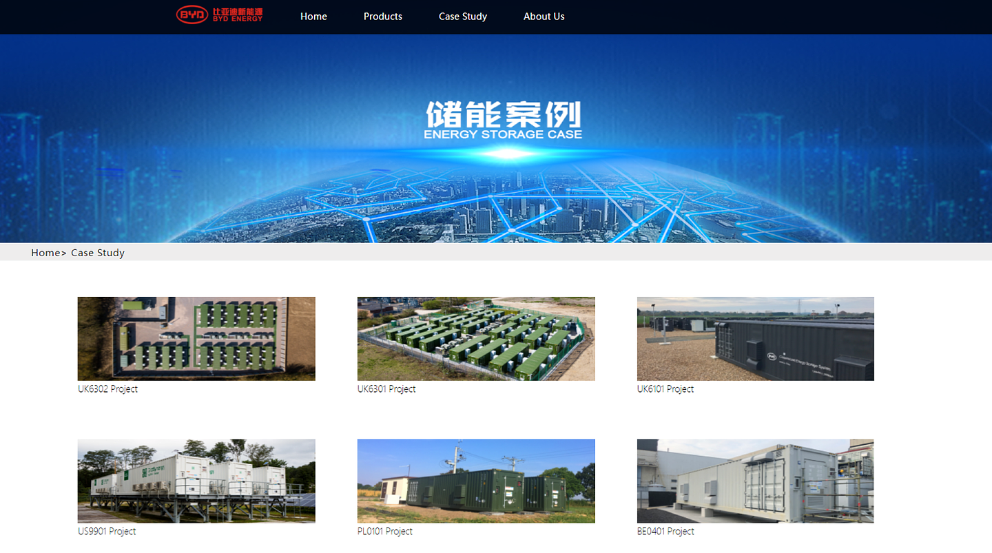 中国汽车大厂比亚迪近年也积极布局储能业务。（BYD）