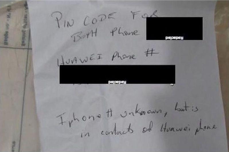 寫有孟晚舟手機密碼的字條，被下令銷毀了。(取材自微博)