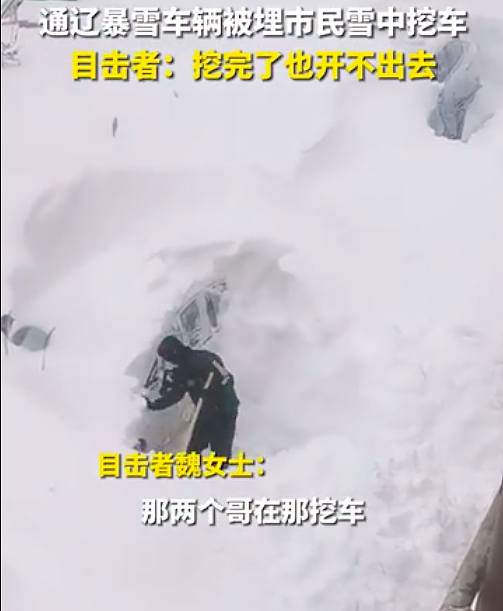 雪实在太大了！通辽市民雪中挖车、居民早起发现一楼“不见了”、有人称出行靠爬