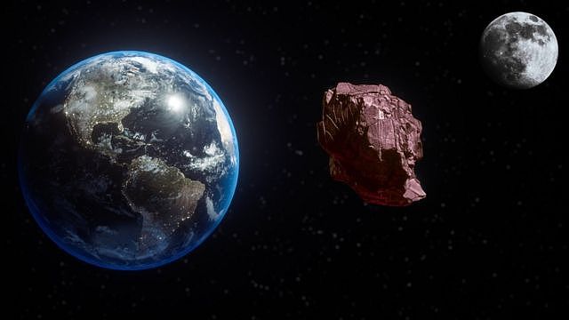 地球、陨石和月亮示意图