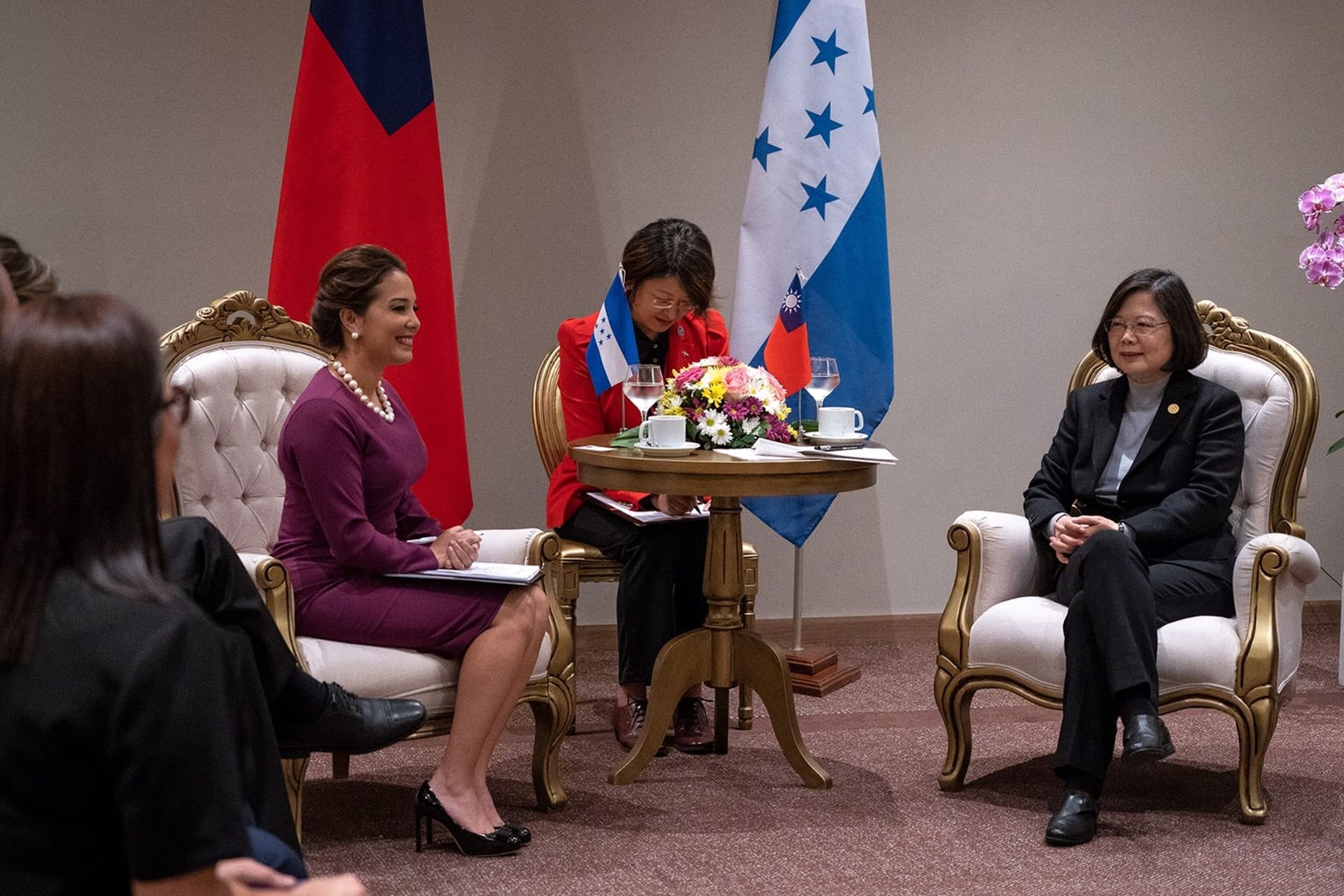 2018年8月16日，蔡英文与洪都拉斯副总统阿瓦拉朵（Olga Alvarado）举行会谈。（台湾总统府）