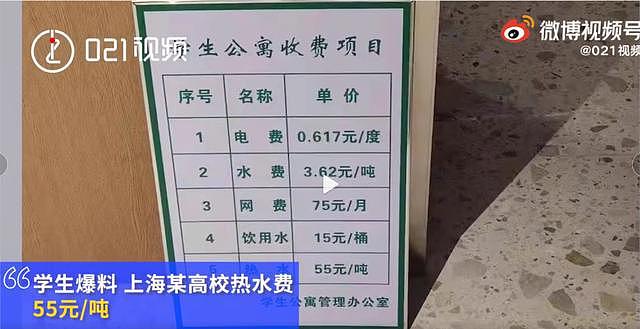 学生爆料宿舍热水55元一吨，学校回应：“这个价格不算高的，还有100元一吨的”（视频/组图） - 1