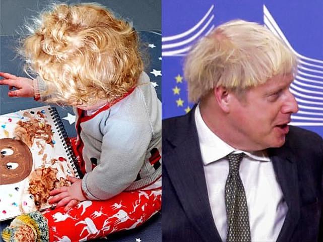 57岁英国首相新生二宝再露面，头发浓密似老爸，小狗睡一旁（组图） - 6