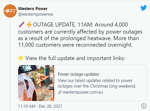 西澳热浪袭来，珀斯数千家庭陷入断电困境，“何时恢复难预测”（组图） - 3