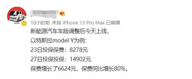 特斯拉车主怒了！一夜之间，保费暴增80%！发生了什么？