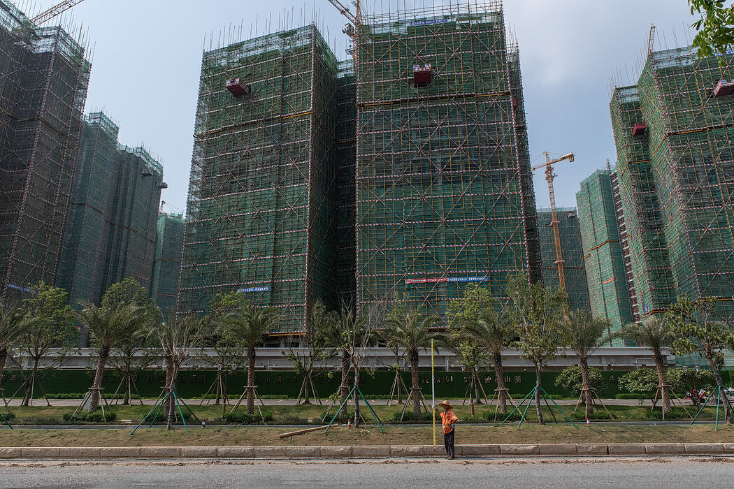 中国东莞的一个恒大住宅项目建设工地。
