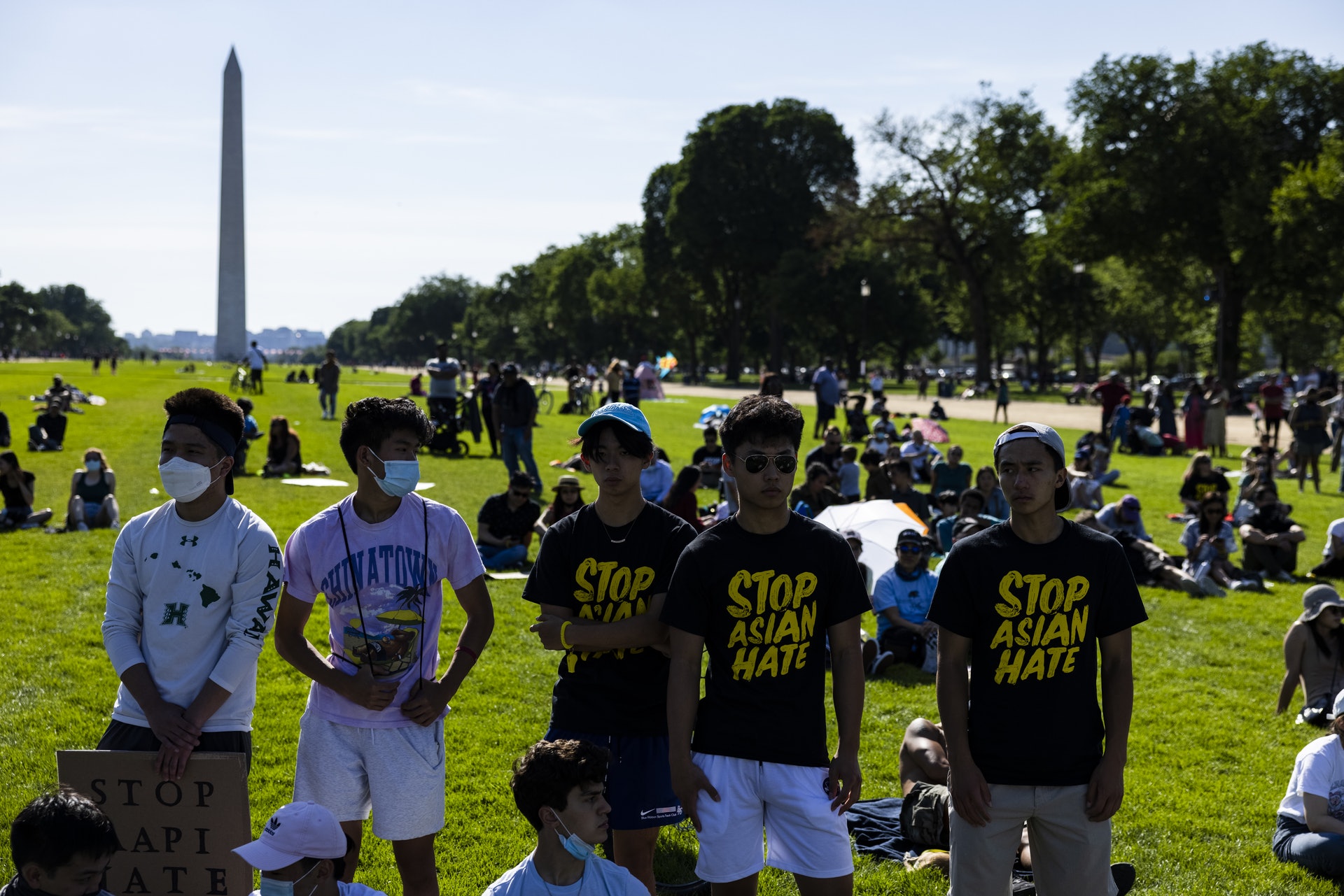 種族歧視：圖為2021年5月31日，民眾在美國首都華盛頓國家廣場聚集，他們抗議歧視亞裔人士的事件。（Getty）
