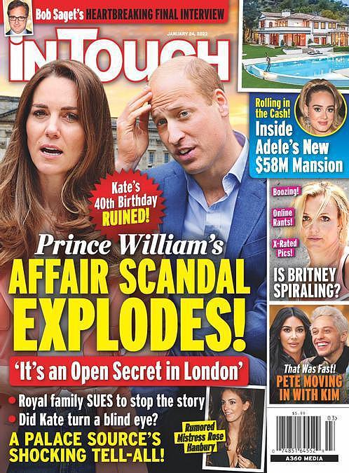 威廉趁凯特怀孕时偷吃的旧丑闻，又登上美国杂志封面。（取材自In Touch）