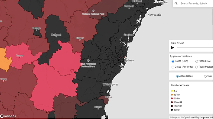 新州最新疫情地图公布！沿海地区“全黑”，入院及病亡数双双上涨（组图） - 2