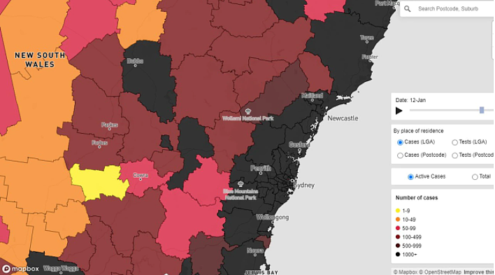 新州最新疫情地图公布！沿海地区“全黑”，入院及病亡数双双上涨（组图） - 3
