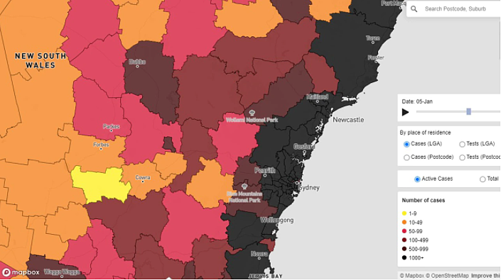 新州最新疫情地图公布！沿海地区“全黑”，入院及病亡数双双上涨（组图） - 4