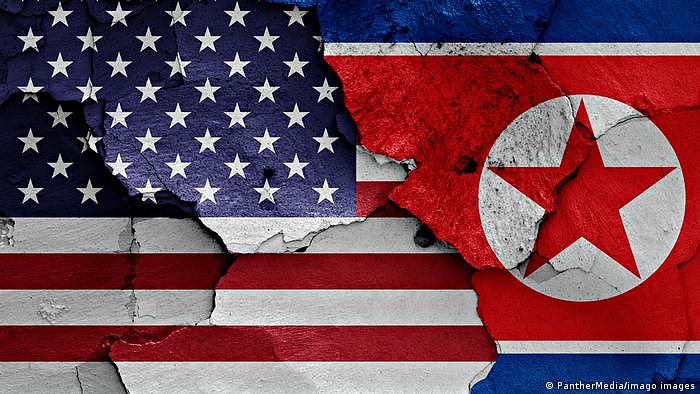 Flaggen USA und Nordkorea