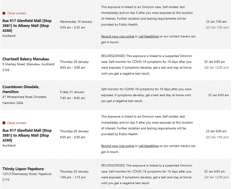 新西兰疫所名单更新，奥克兰影院上榜，多个公交车涉及Omicron病例（组图） - 4