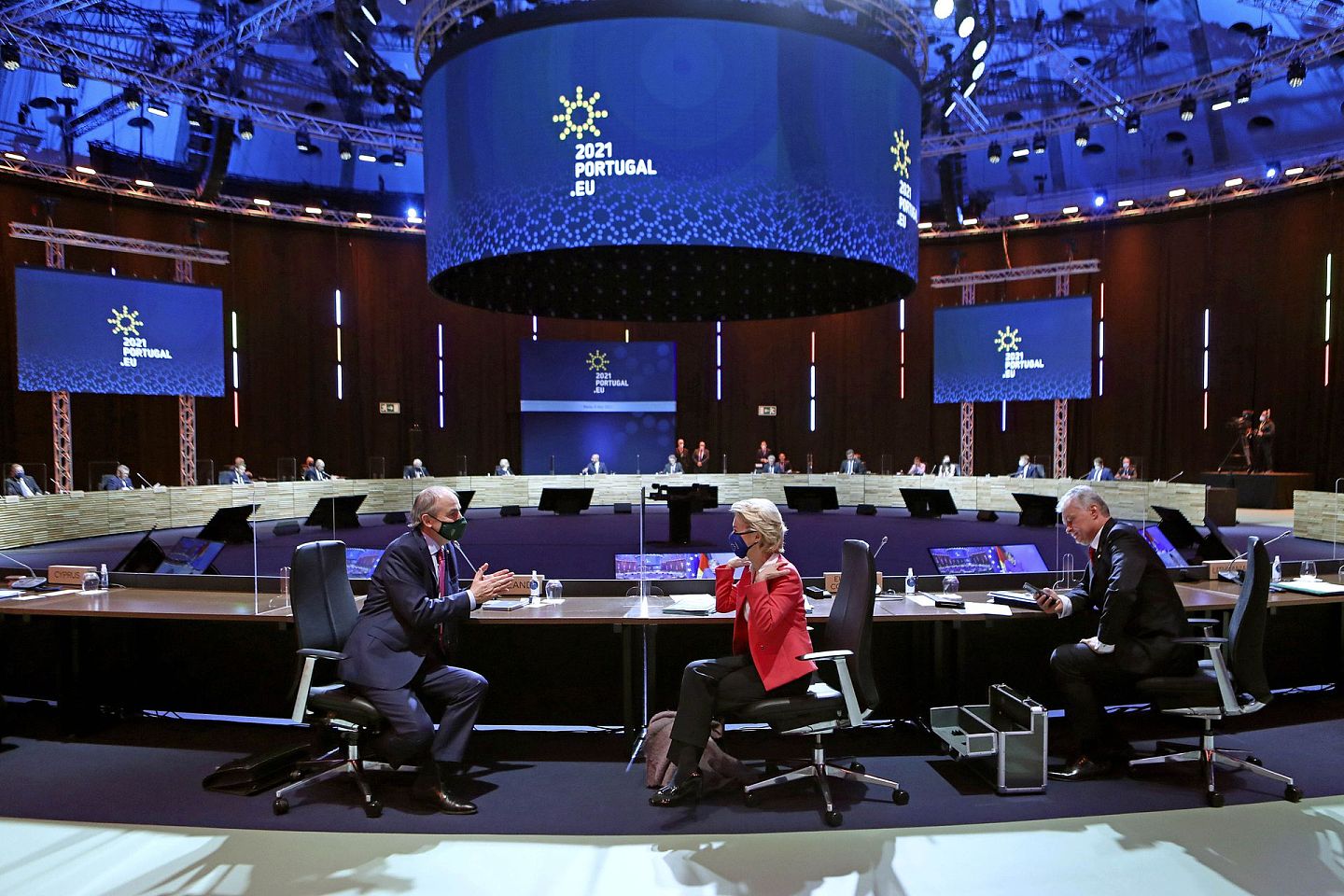 2021年5月8日，欧盟27个成员国领导人与印度总理莫迪（Narendra Modi）举行视频会议。（AP）