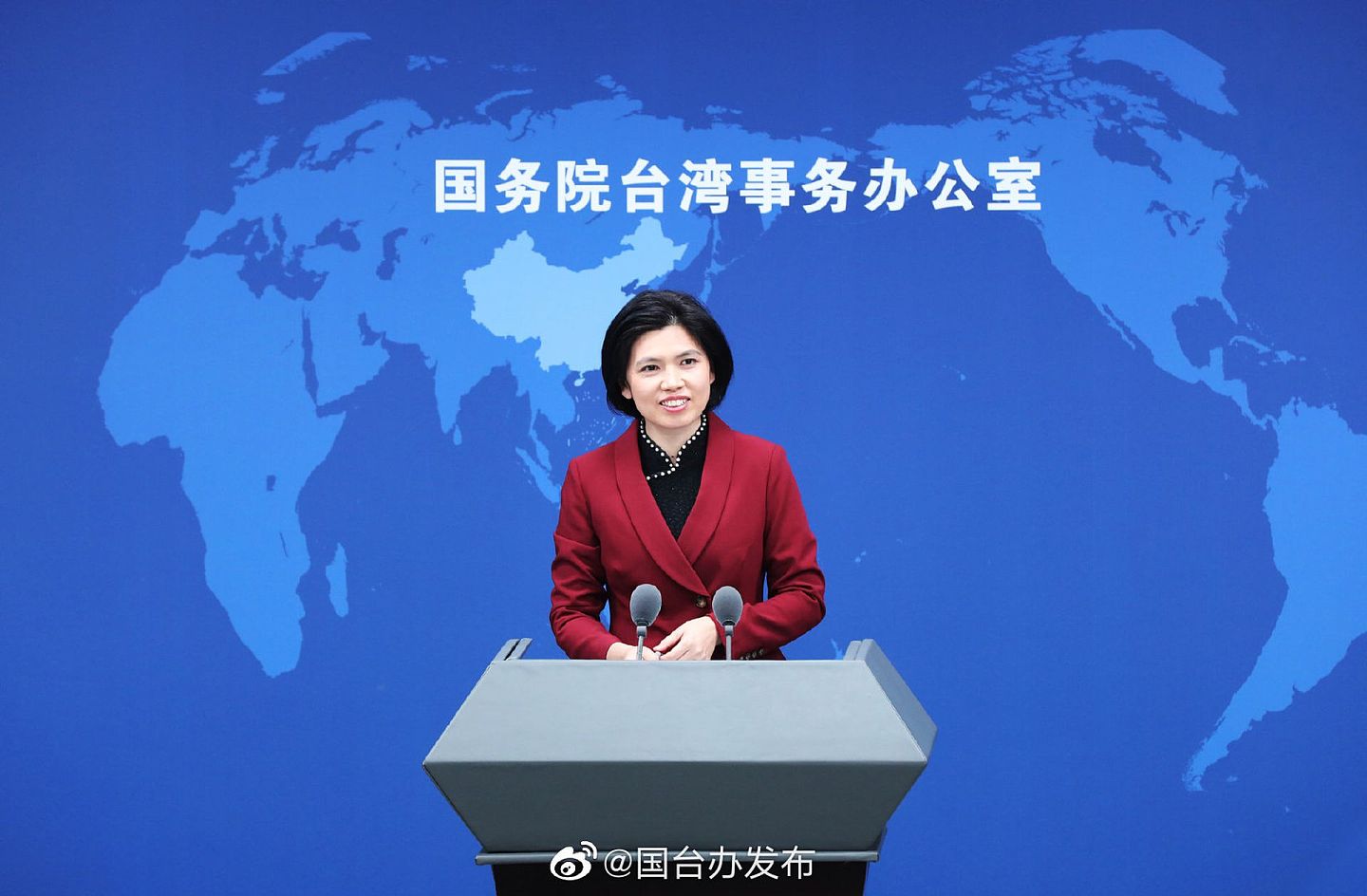 国台办发言人朱凤莲在例行记者会中表示，希望有机会可以到台湾，与当地客家乡亲面对面交流。（微博＠国台办发布）