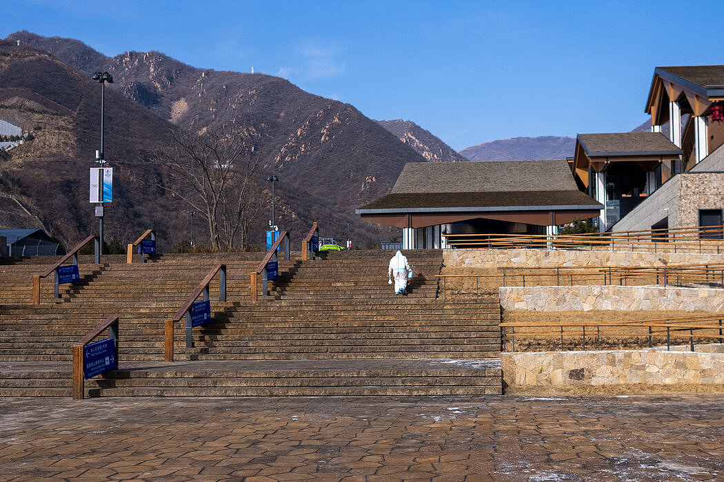 北京延庆的奥运村，这里将举办高山滑雪比赛。