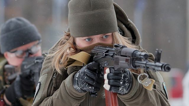 Ukrainian reservists attend a military exercise near Kiev, Ukraine, 05 February 2022 amid escalation on the Ukraine-Russian border.